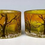 Pair Daum Nancy "Paysage d'Hiver" Cameo Salts