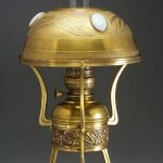 French Art Nouveau table lamp with German 'Matador' oil burner, c 1900