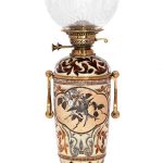 An Earthenware Oil Lamp with Pâte-sur-Pâte Decoration, circa 1890