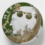 Porcelain paperweight 'La Mer' with pâte sur pâte decoration