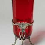 Art Nouveau sterling mounted ruby glass vase