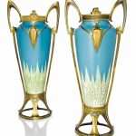 A PAIR OF JUGENDSTIL CERAMIC AND BRASS VASES, POSSIBLY BY JOHANN VON SCHWARZ CIRCA 1910