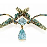 Lalique Aquamarine and Enamel Brooch