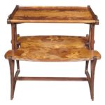 Louis Majorelle Art Nouveau Bronze-Mounted Fruitwood Marquetry Inlaid Mahogany Two-Tier Occasional Table