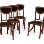 A SET OF FOUR ART NOUVEAU MAHOGANY SIDE CHAIRS