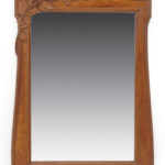 A FRENCH ART NOUVEAU OAK MIRROR