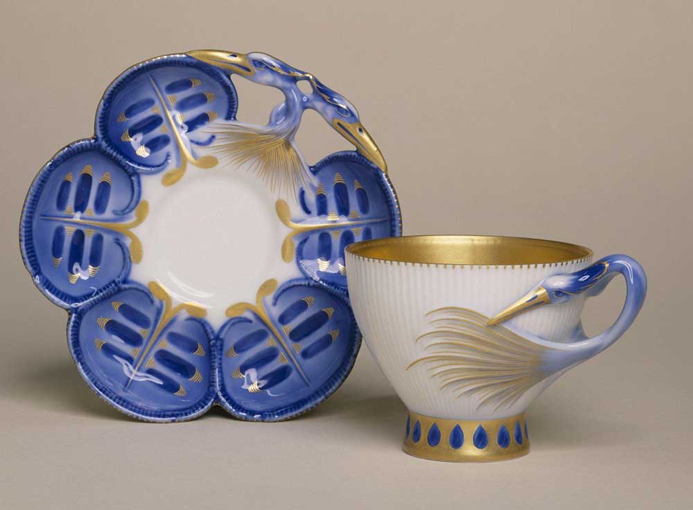 Cup and saucer, part of a table service 'Hejrestellet' (Heron service)