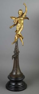 French Art Nouveau Gilt and Patinated-Bronze Figure of a Female Angel