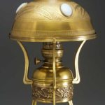 French Art Nouveau table lamp with German 'Matador' oil burner, c 1900