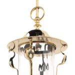 AN ART NOUVEAU BRASS HANGING LANTERN EARLY 20TH CENTURY, IN THE MANNER OF W.A.S. BENSON