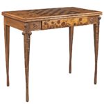 French Art Nouveau Marquetry and Parquetry Inlaid Walnut Games Table