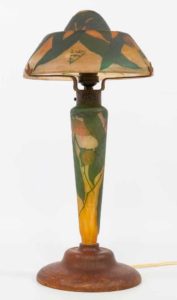 A pate de verre art nouveau table lamp
