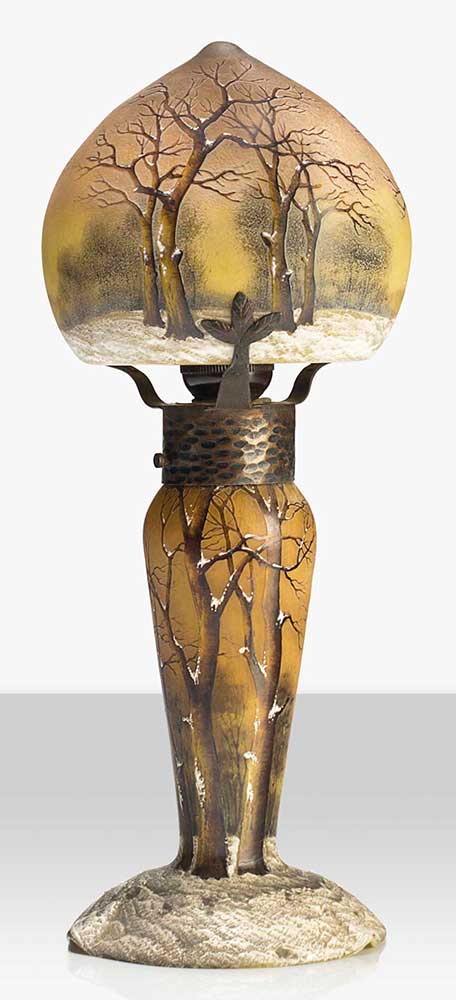 DAUM A 'WINTER LANDSCAPE' TABLE LAMP, CIRCA 1910