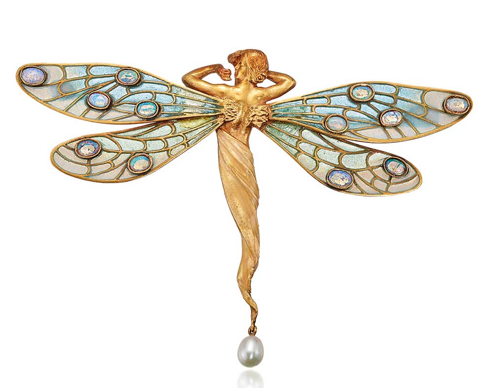 ART NOUVEAU OPAL, ENAMEL AND PEARL PENDANT / BROOCH, MASRIERA Y CARRERAS