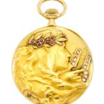 Art Nouveau Gold, Ruby and Diamond Open Face Pocket Watch