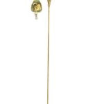 Art Nouveau Gold, Green Plique-a-Jour and Pearl Pendant, Feuillatre, and Hat Pin