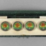 A set of six silver and enamel buttons, William Haseler, Birmingham,1904